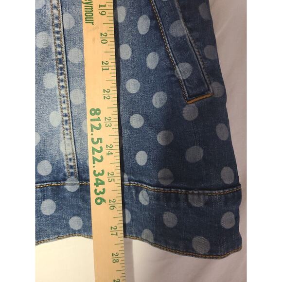 LuLaRoe Women's Blue Polka Dot Cotton Stretch Denim Jacket Medium - Picture 7 of 8